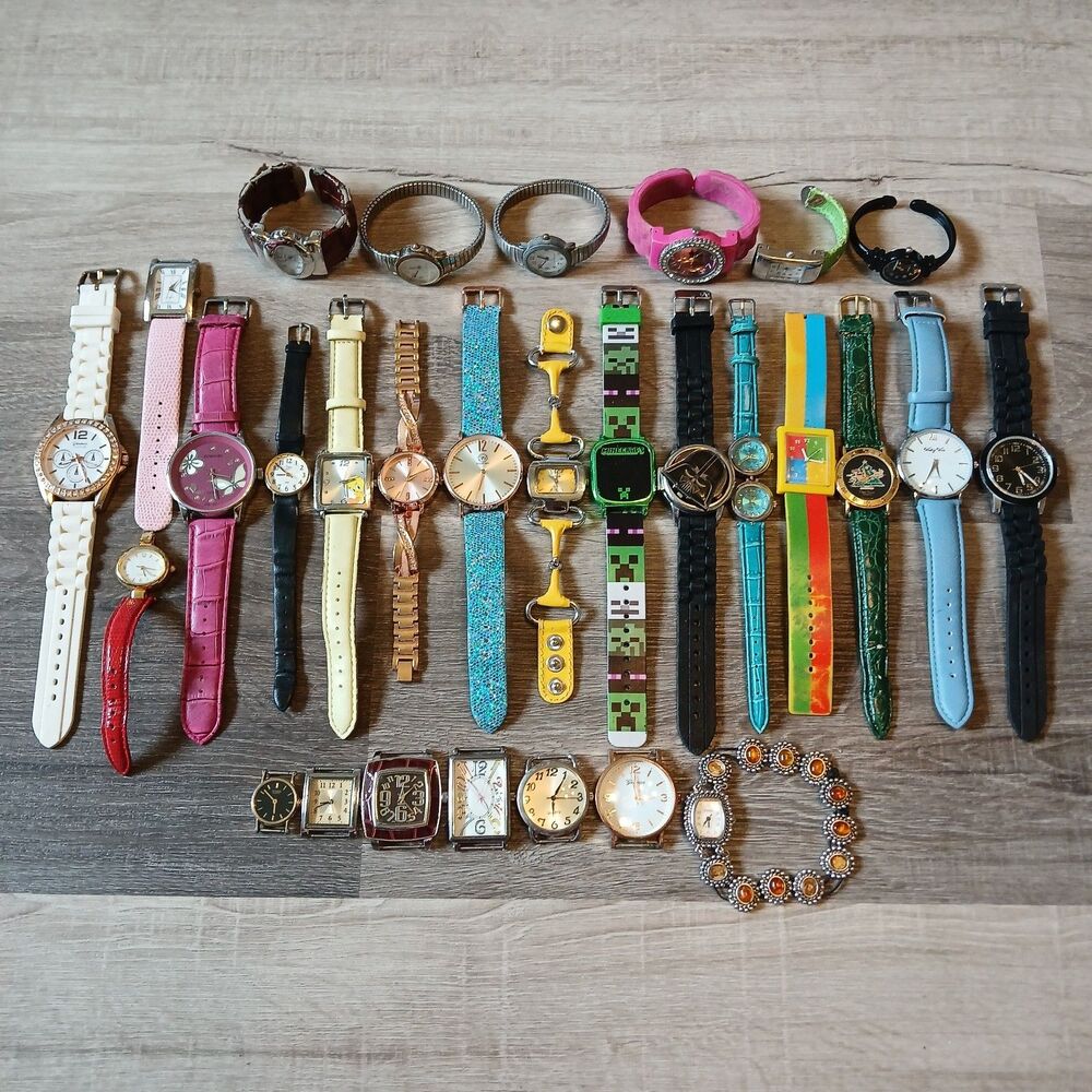 Huge Watch Lot of 25+ Mixed Brands Vintage & Modern Parts/Repair Untested-Box 9